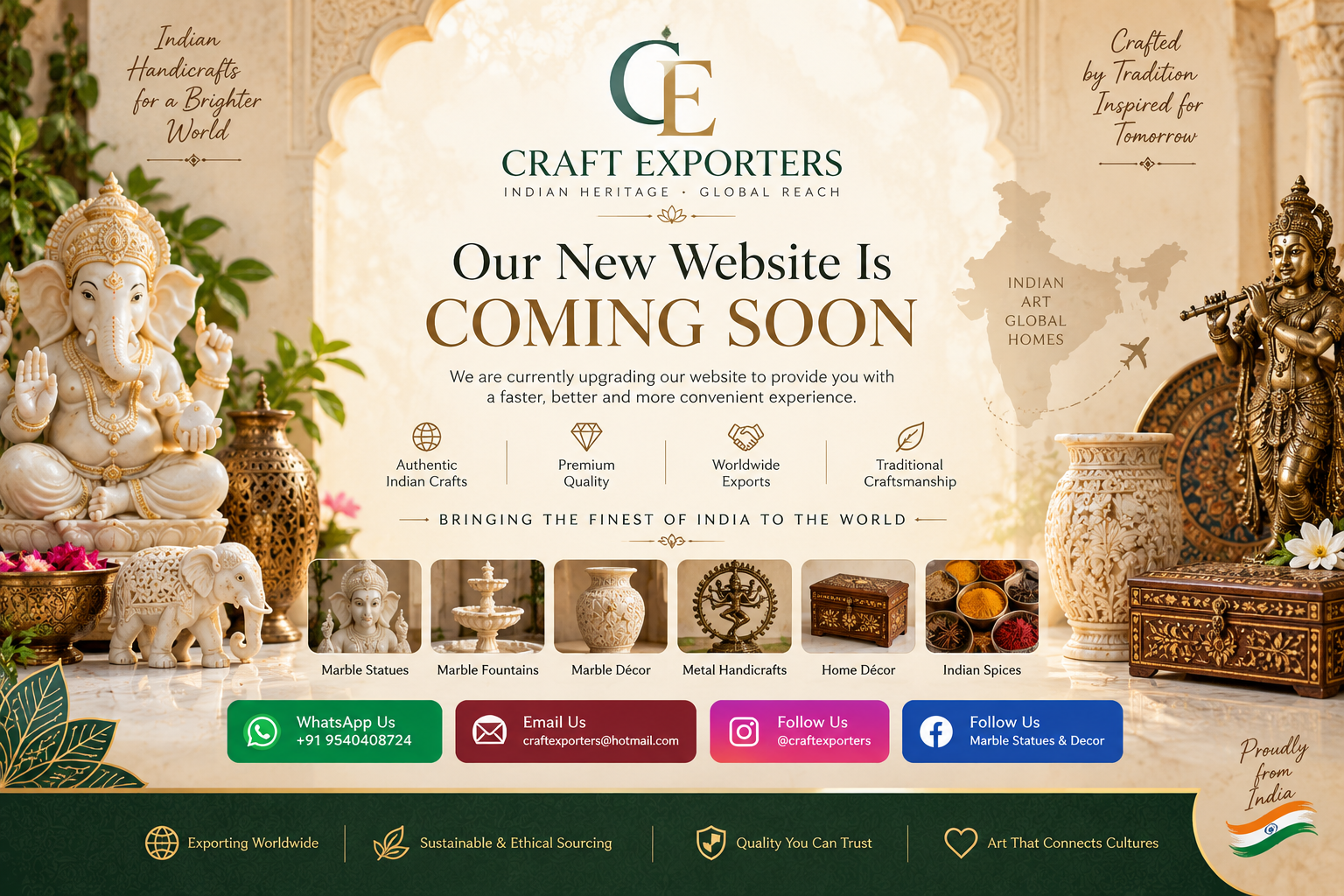 Craft Exporters - Indian Heritage Global Reach - Our New Website Is Coming Soon